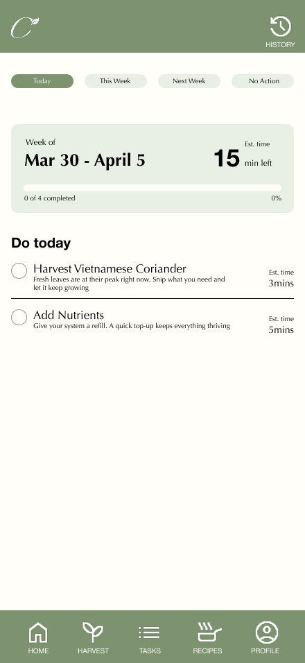 After: filtered task tabs